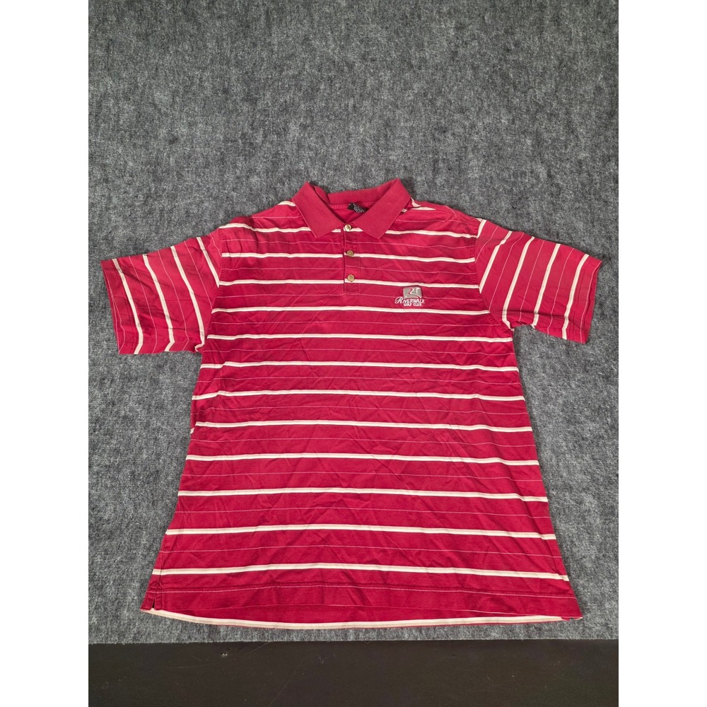 Vintage Nike Polo Mens L Red Striped Short Sleeve Golf Shirt Y2K Riverwalk